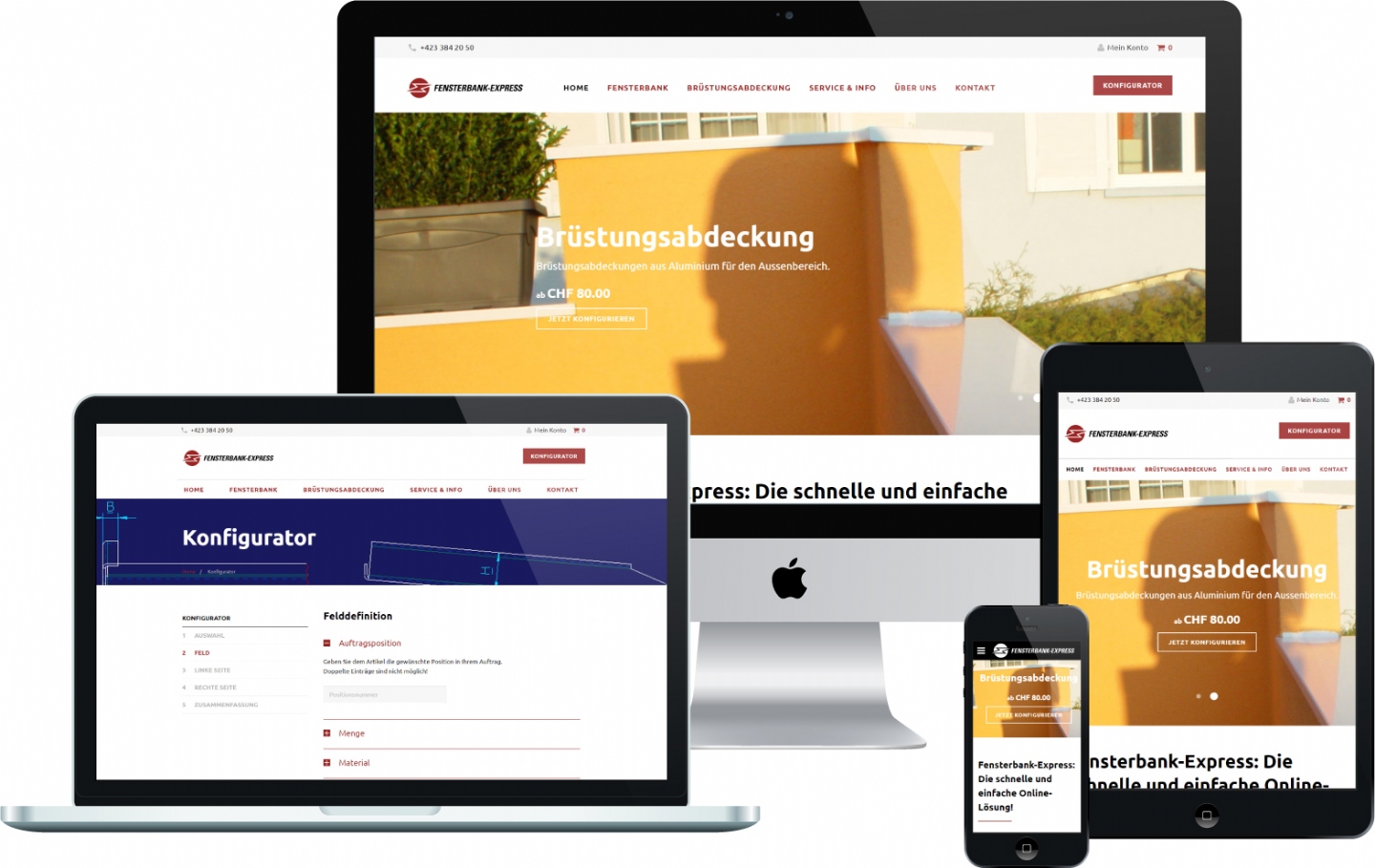 Fensterbank-Express - Responsive Website, CMS, Produkt-Konfigurator